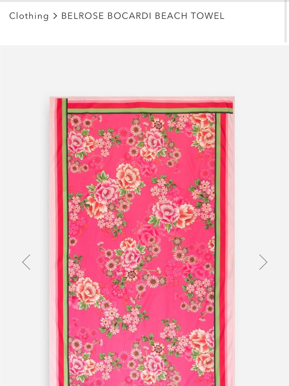 Johnny Was Striped Pink Floral Beach Towel with Pouch - Picture 7 of 7
